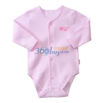 贝贝怡 BB711纯棉宝宝春装 爬服/哈衣 前开扣包屁衣 淡粉 86码