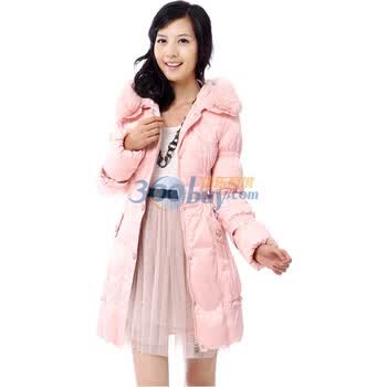 新品 雅鹿 兔毛领淑女中长款羽绒服 ^@^YM10580 浅血牙 XXXL