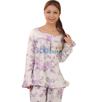 好家猫 日韩新款清新花朵女士棉质家居服DXSYJ1188 紫色 XL