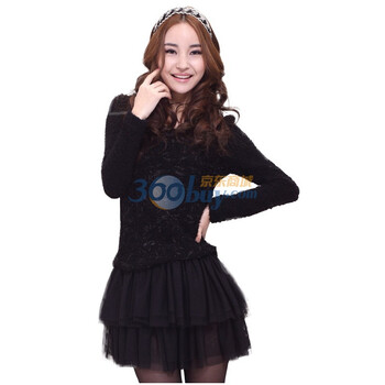 yigue亦谷2012春装欧式连衣裙EV423030 黑色 XL