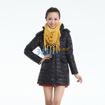 Aozi奥姿 冬新韩版带帽加厚羽绒服ZF0307 黑色 XL
