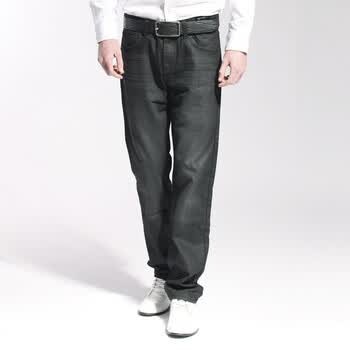 GXG 男士时尚休闲直筒涂层牛仔裤#94105683 黑色 S