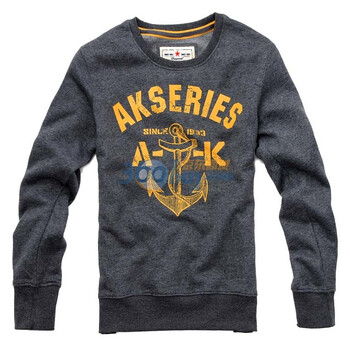 AK男装秋冬新品 海锚印花圆领套头卫衣11C205010 深灰色 XXL