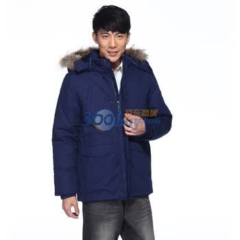 IZOD 冬季新品纯棉暗格纹多口袋中长款男棉衣 3061902101601 蓝色系 XL(180/98A)