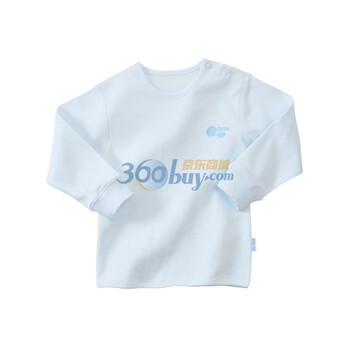 贝贝怡四季素色 婴儿服装 新生儿纯棉肩开扣上衣 BB308 淡蓝 90码