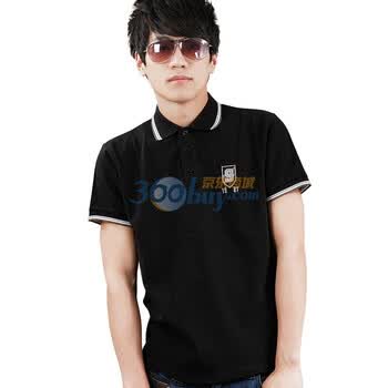 诠渡良品trenduality 运动休闲9号胸标男装t恤纯棉网眼POLO衫TD258 黑色 XXL