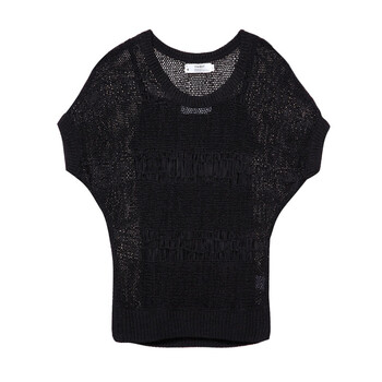 以纯 夏季新品女装两件套线衫12222218 黑色 XL