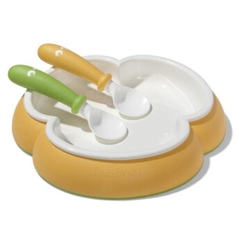 BabyBjorn Plate and Spoon 人体工学造型餐具组 黄色