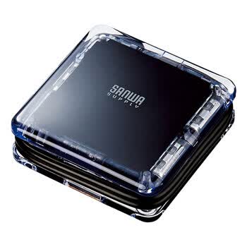 日本SANWA SUPPLY USB-HUB239BK 可收藏水晶方块4口高速集线器 4色可选/黑色