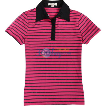 YISHION以纯 T恤女装休闲短袖条纹针织衫T恤 10223892 大红 M