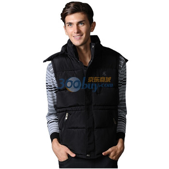 POLO VILLAE保罗威特时尚休闲男士黑色连帽无袖棉马夹 PFDESAHCW701 700 黑色 52/XL