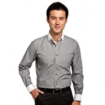 红豆hodo长袖衬衫 新品男士商务长袖衬衫ECW4039 灰色 43