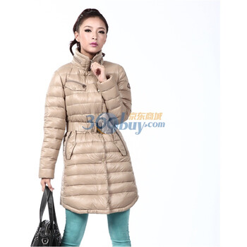 波司登2011新品秋羽绒服 女时尚轻薄修身中长款 BR2150米色185/104A(XXXL)