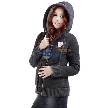 艾勒罗克 ELEMENT LOOK 2011新款初春羊羔绒绣花防风保暖纽扣加厚棉服1101EPA18 深花灰 M