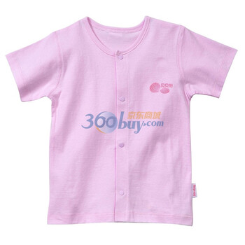贝贝怡 纯棉婴儿服装 宝宝夏装 夏季短袖t恤 上衣圆领开衫302 淡粉 24个月/身高90cm