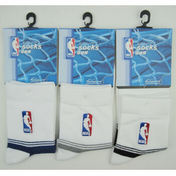 NBA男士商务休闲袜A065白色提花三双装 尺码26-28cm 均码