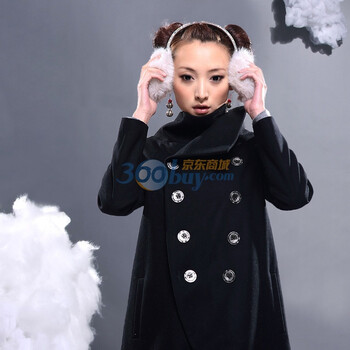 裂帛 女款秋冬装长袖羊毛呢外套大衣 女巫4号1150 黑色 L
