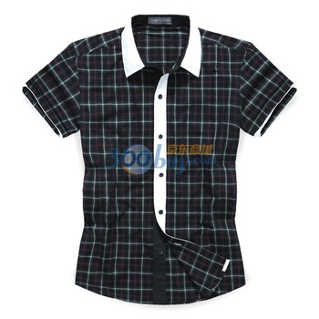 DEERE MARCHI迪尔马奇 衬衫 简约修身方格纯棉男士短袖衬衫 DM23绿格 绿色 XXL