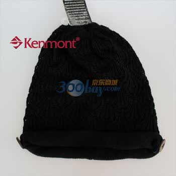 kenmont韩版卷边针织提花帽KM-1274 黑色