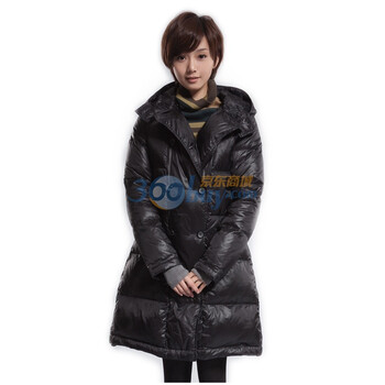 圣迪奥sdeer女装经典款长款羽绒服0482422 黑色 L