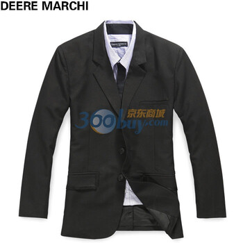 DEERE MARCHI迪尔马奇 明袋休闲修身单开叉男小西装 DM2708 纯黑 XXL