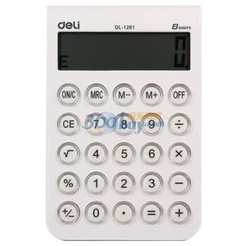 得力（Deli）1261-8位数LCD大屏幕时尚型计算器(黑、白颜色随机发)