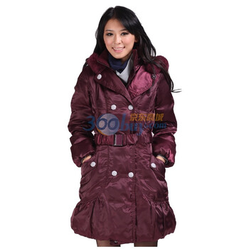 WSM威丝曼 高贵气质款 带帽羽绒服 TD150012 酒红色 XL