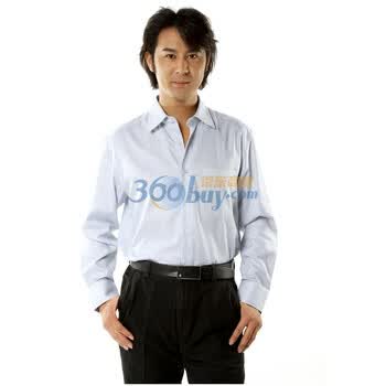 【amurs爱缪斯】新款春秋装商务正装衬衫纯棉长袖男衬衫AZ1778IW30蓝色格子 44