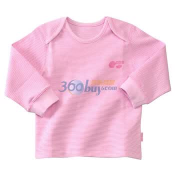 贝贝怡 BB313 婴儿服装宝宝 纯棉睡衣 春装 活动肩上衣 淡粉 100码
