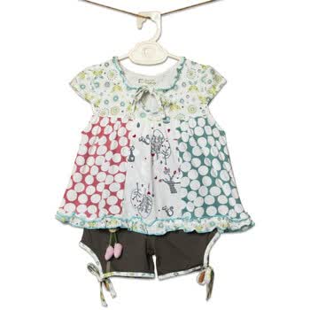 婴之谷 异国元素半袖套 T4623 蓝色 48个月