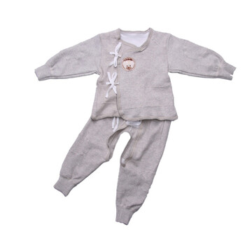 婴之谷2011秋季新品 高弹棉三层保暖和尚服合同套T5224 灰色 66码