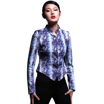 CELLMICELL 巴哈米舍 2012新款女装 蛇皮纹修身小西装 骷髅头扣小西装 701AW024 花色 M