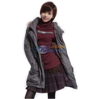 圣迪奥sdeer女装经典厚实毛领工装棉袄 0481919 深灰色 XL