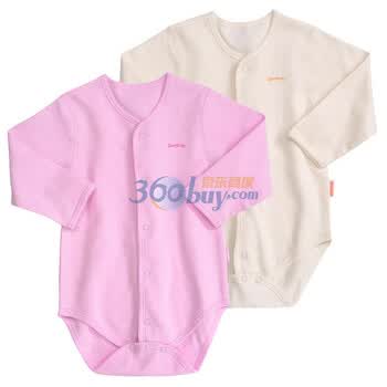 贝贝怡（bornbay） 2J720 宝宝服 前开扣包屁衣 婴儿童装内衣2件组合装 淡粉和米白 80码