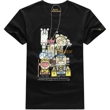 ATOPI男装正品2012夏卡通潮流个性印花短袖男T恤11050 黑色 XL