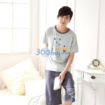 苏泽尔青春活力字母圆领棉质家居服睡衣男款82021 灰色 XXL