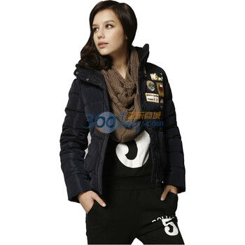 皮尔卡丹PierreCardin时尚运动款式女式高含量羽绒服pika09 藏青色 XL