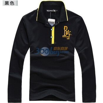 Wantdo男士T恤立领半开衫纯棉长袖T恤 黑色 180(XL)