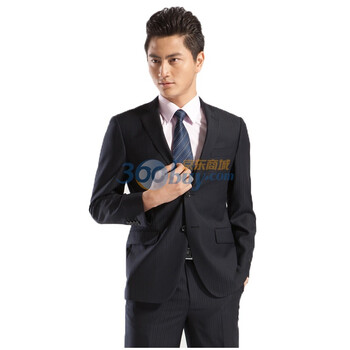 柒牌 SEVEN男装2012春夏新款商务休闲条纹修身西服套装E99C120753 B版 52