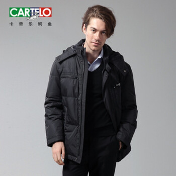 卡帝乐鳄鱼cartelo 羽绒服男款 90%白鸭绒 商务休闲中长款羽绒服0631 宝蓝色 S