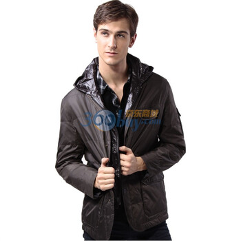 稻草人 商务可卸帽西服款式薄型羽绒服UR09395-7 咖啡色 185/104A（56）