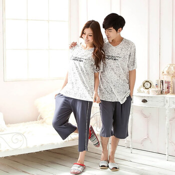 苏泽尔嘻哈潮流休闲情侣棉质家居服睡衣套装男款84021 灰色 2XL