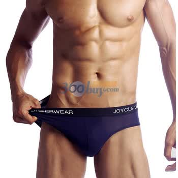 佳衣库JOYCLS 60s美国supima棉 黑底白字腰头提字 高弹性透气 男士三角裤 MS11-1 5色 深蓝色 XL