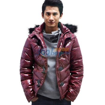 诠渡良品trenduality 韩版毛领直筒带帽保暖棉服#81713 酒红色 XXL