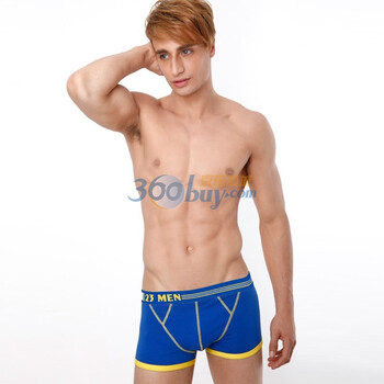 爱杉士23MEN 男士运动系列精梳棉平角内裤CC001 蓝 XXL