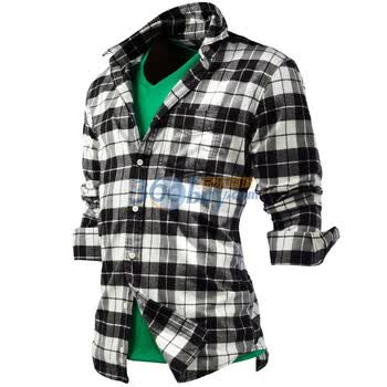 Giordano佐丹奴 衬衫 男苏格兰格子法兰绒衬衫 01041501 黑色 M