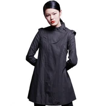 CELLMICELL 巴哈米舍2012春装新款女装 格子长款风衣 原创设计世界风 702AF002 黑色 M