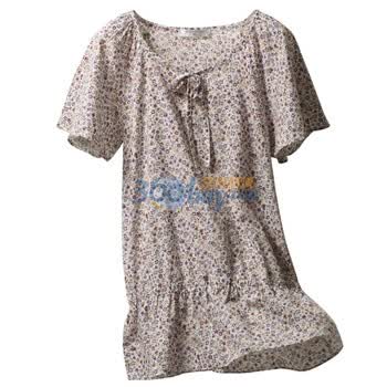 Giordano佐丹奴 衬衫 女小碎花鸡翅袖衬衫 01340103 紫色 M