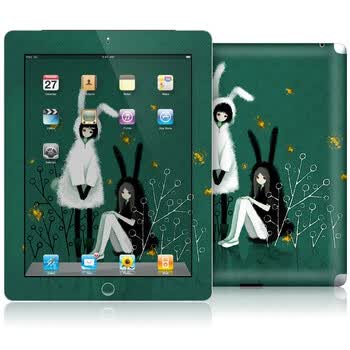ideaSkin iPad 2 黑白兔女孩 iPad2 外壳保护套皮贴膜 DARB961856