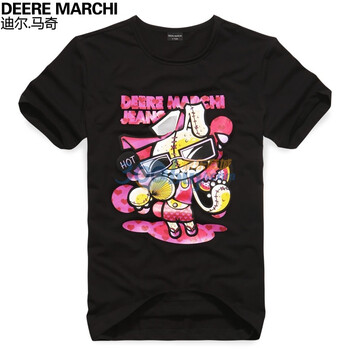 DEERE MARCHI迪尔马奇 2012新品 Q版暴力兔个性修身时尚短袖男士T恤 DM1132 纯黑 XXXL